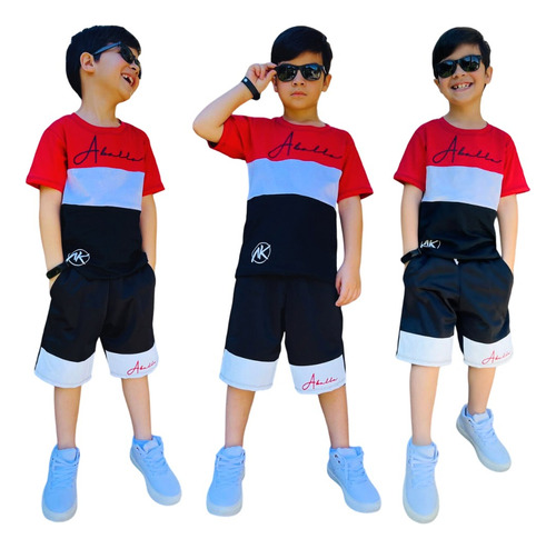 Conjunto Moletom Camisa E Bermuda Verão Infantil