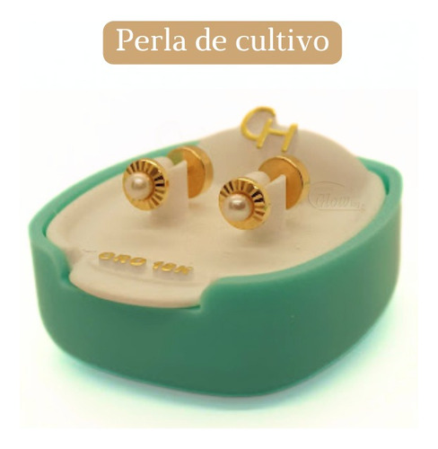 Abridores Ch Oro 18k Facetado Y Perla Cultivo Ch118