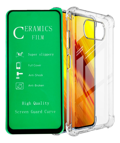 Estuche Transparente + Vidrio Para Xiaomi Poco X3/ X3 Pro