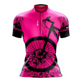 Camisa Ciclismo Feminina Bike Rosa Camiseta Bike Proteção Uv