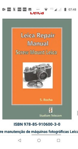 Maquina Leica Antiga, Maintenance Book, Service,reparo/leia!