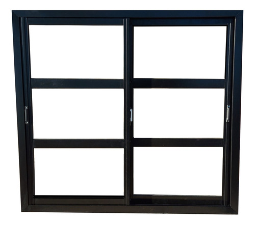 Ventana Negro 1.80x150 Reforzada Vidrio Repartido Horizontal