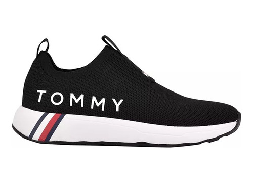Tenis Tommy Mujer Negros Slip On Ligeros Tela Respirable