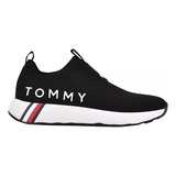 Tenis Tommy Mujer Negros Slip On Ligeros Tela Respirable