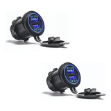 12v 2.1a Cargador Iluminado Usb Doble Salida Coche Moto 2pcs