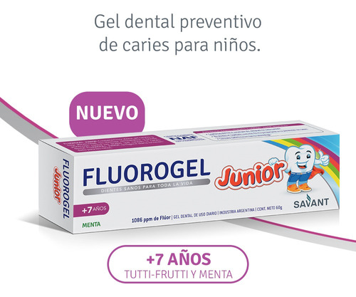 Fluorogel Junior Gel Dental Sabor Menta X60 Gr Pack X2