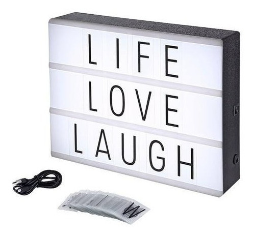 Mini Letreiro Quadro Led Light Box Cinema 96 Letras Numero 