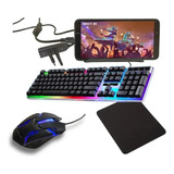 Mobilador Gamer Kit Mouse E Teclado Completo P Jogos Celular