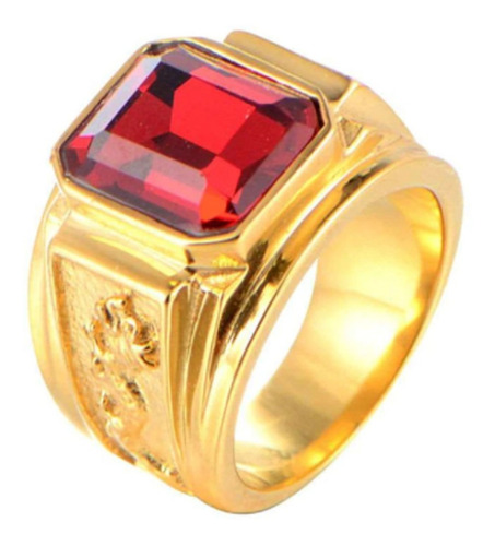 Anel Comendador Masculino Homem Banhado Ouro 18k Vermelho