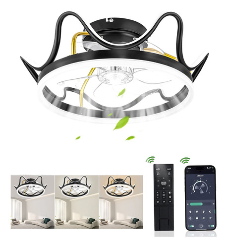 Ventilador Techo Luz Moderno+control Y App,aspas Reversible