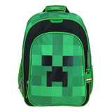 Mochila Escolar Grande Chenson Minecraft Mc65651-g Carg Color Verde