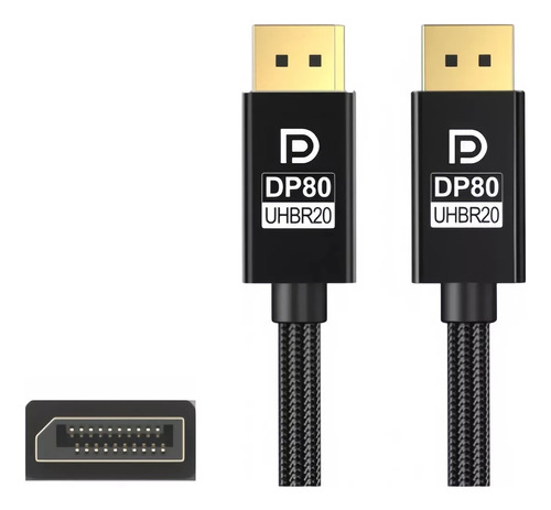 Cable Displayport V2.1 Uhd De Hasta 240hz (2k) 2,0 Mts