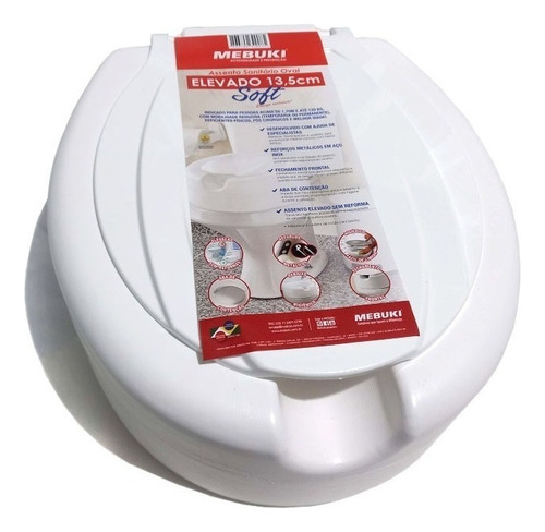 Assento Sanitário Mebuki Assento Sanitário Oval Elevado 13,5 Cm De Plástico Com Forma Oval Branco Liso