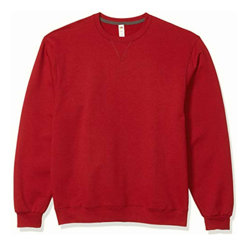 Fruit Of The Loom Men's Fleece Crew Sweatshirt, Cardinal,
