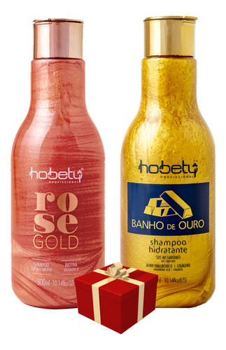 Hobety Shampoo Banho De Ouro 300ml + Shampoo Rose Gold 300ml