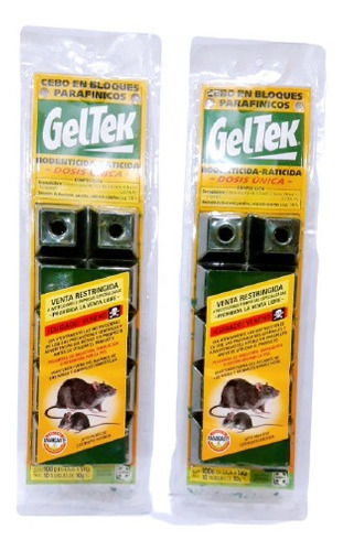 Veneno Para Ratas, 10 Bloques Geltek Pack X 2 Blister