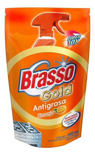 Limpiador Líquido Antigrasa Brasso Gold Olor Naranja 500 Ml