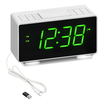 Reloj Despertador Digital ITOMA LED Verde Alarma Dual USB Blanco | MercadoLibre