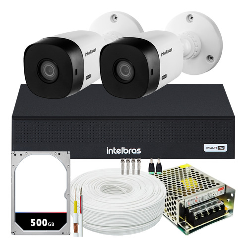 Kit Cftv Intelbras 2 Câmeras Vhl 1220 Full 1080p Mhdx 1004-c