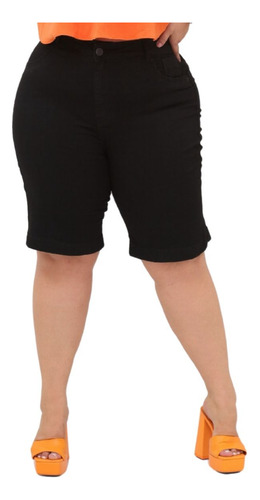 Bermuda Jeans Feminina Ciclista Plus Size Cintura Alta