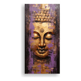 25x50cm Cuadro Buda Dorado Morado Bastidor Madera Flores