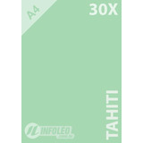 Kit 30 Folhas Papel Color Plus A4 180g Tahiti Verde Água