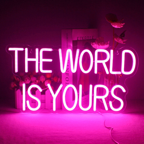 Letrero De Luz Neón Usb Wanxing The World Is Yours