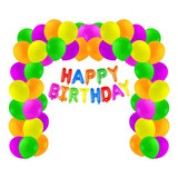 Kit Globos Neon Letrero Globos Happy Birthday