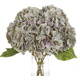 Hortensias Artificiales De Seda Ramo X5 Flores - Verde Menta