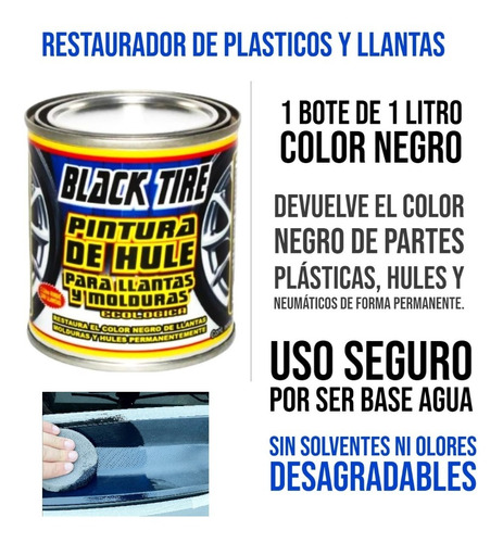 Restaurador Plásticos Y Llantas Black Tire Ecológico - 1 Lt