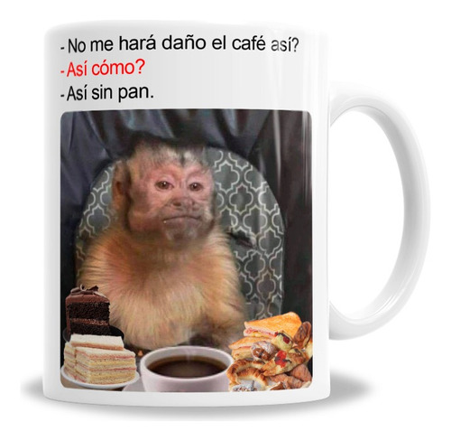 Taza De Cerámica Mono No Me Hará Daño El Café Así - En Caja