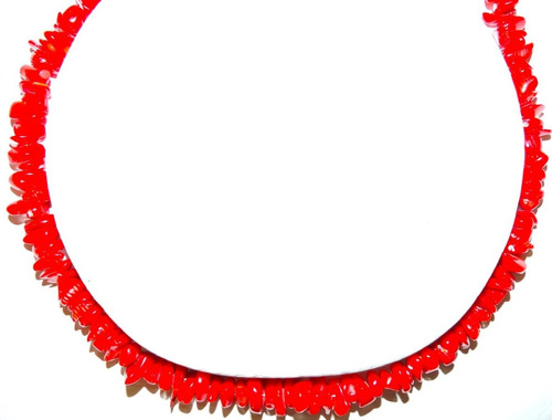 Collar Piedra Natural Coral Rojo 42 Cm Chip 1. Calidad