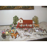 Antiguo Animalitos Eg Toys Casa Granja Campo Sulky 40 Pieza 
