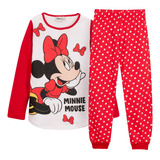 Pijama Minnie Manga Larga Disney Oficial Algodon T4-12 Nena