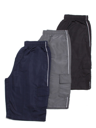 Kit 3 Bermudas Tactel Cargo Plus Size(tabela Ultima Foto)