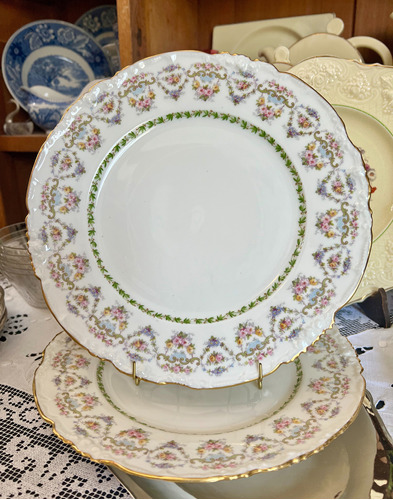 Plato Playo Jean Pouyat Limoges France Guarda Floral Oro 