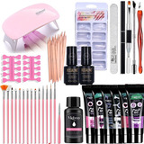 39pcs Extensión De Uñas Poligel Conjunto Con Lámpara Uv L