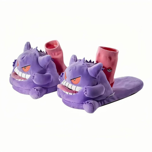 Gengar Plush Slippers Warm, Soft Soles Suitable For Couples | Meses sin interés