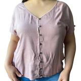 Blusa Mujer Lisa Verano Abotonada Talle Grande Importada