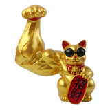 Brazo De Músculo Chino Lucky Cat Figurita Feng Shui Gato