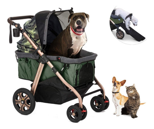 Carriola Carreola Transportadora Verde Camo Perros Gatos Hpz