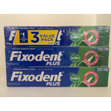 3 Pack De Fixodent Plus / 68g Adhesivo Dental- Importado Usa