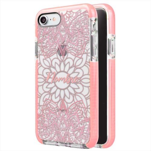 Funda Para iPhone Mandala Rosa Personalizada Con Tu Nombre