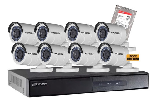 Cctv Kit Hikvision 8 Cam Metalicas 1080p + Hdd 1tb Tienda9cl