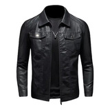 Chamarra Vini Piel Slim Fit Tipo Biker Black Ii9 Para Hombre