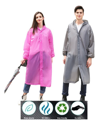 Capa Impermeable Portátil Para Lluvia Tipo Gabardina 2pcs