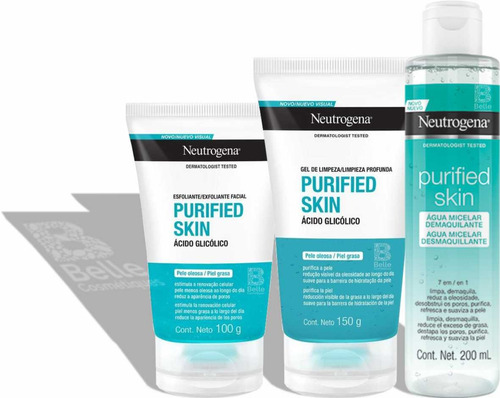 Neutrogena Purified Skin Água Micelar Esfoliante Gel Limpeza