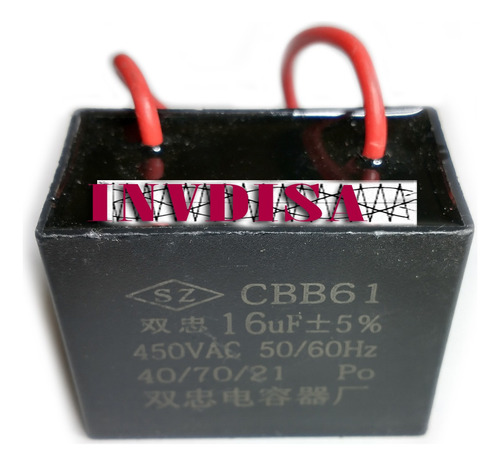 Capacitor De Arranque Cbb61 16uf 450vac 40/70/21