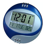 Relógio De Mesa E Parede Digital Data Hora Tempera Azul