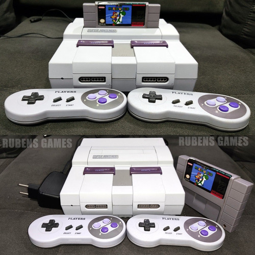 Super Nintendo Antigo Anos 90+2 Controles+ Cabo+ 2 Cartuchos